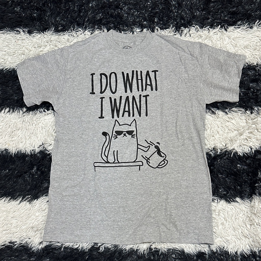 ODM Unisex “I Do What I Want” Funny Cat Tee, Sz M